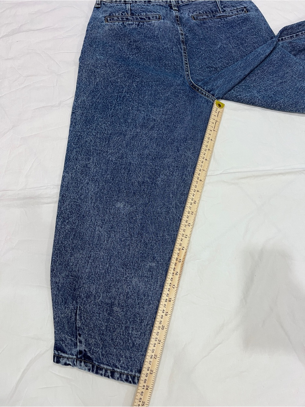 PTCL Ethical Clothing Jeans Size 30 Acid Wash Barrel Tapered Ankle Slit Denim - Picture 9 of 13
